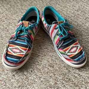 TWISTED X Womens Hooey Loper Black/Serape Shoe WHYC008 Aztec Southwestern Sz 8.5